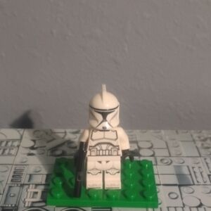 LEGO White and Black Minifigure on Green Base